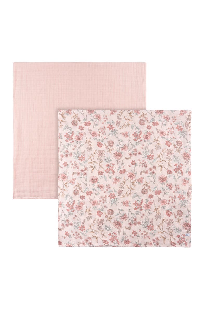 Just Born Muslin Swaddle Pink Floral Blankets 2-Pack, Main, color, Pink Floral