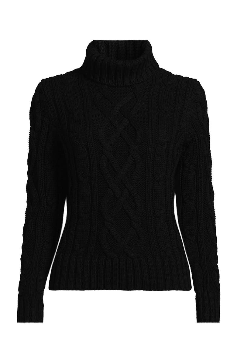Lands' End Plus Size Drifter Cable Turtleneck Sweater, Alternate, color, 