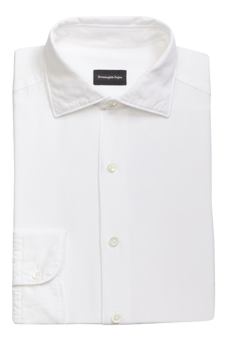 Ermenegildo Zegna Classic Fit Garment Dyed Button-Up Shirt, Alternate, color, WHITE