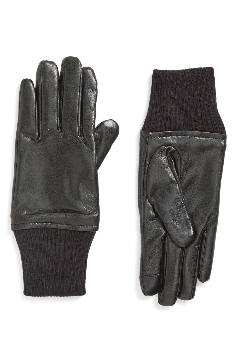 Steve Madden Faux Leather Gloves, Main, color, Black