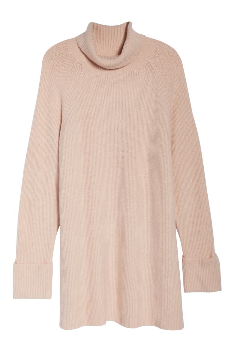 Ribbed Turtleneck Sweater, Alternate, color, PINK SMOKE