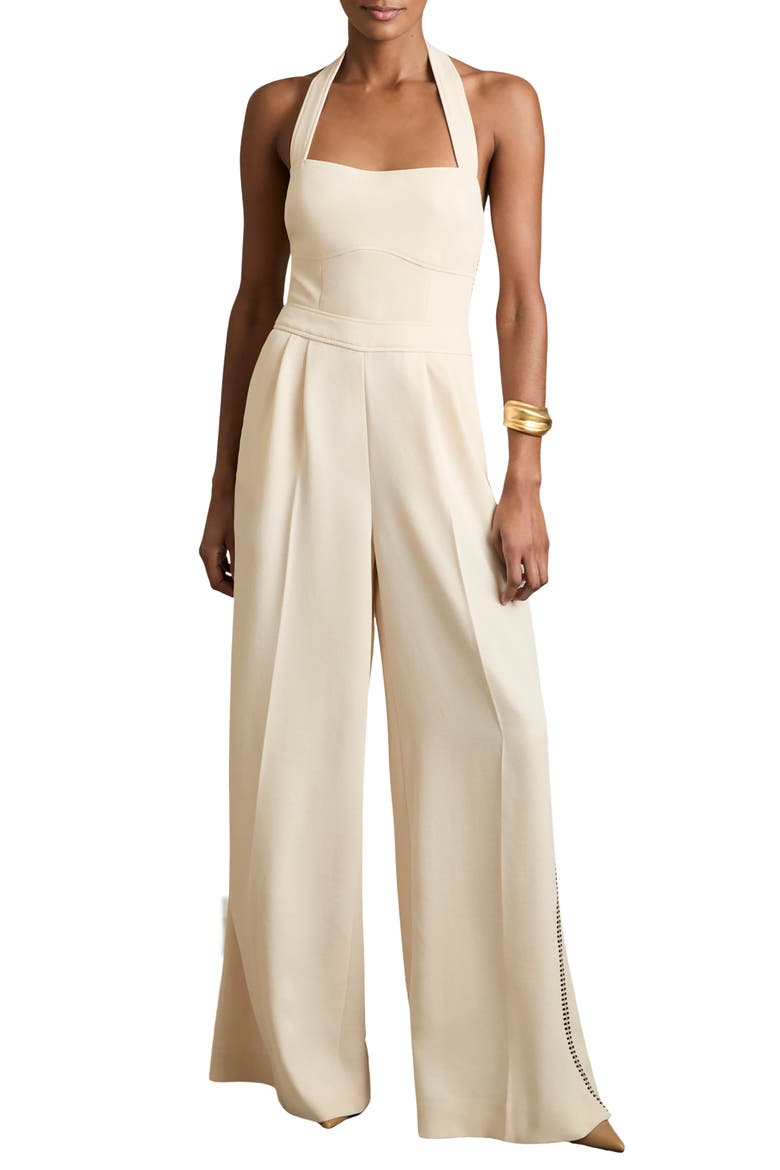 Viola Pleated Wide Leg Jumpsuit, Main, color, CREAM