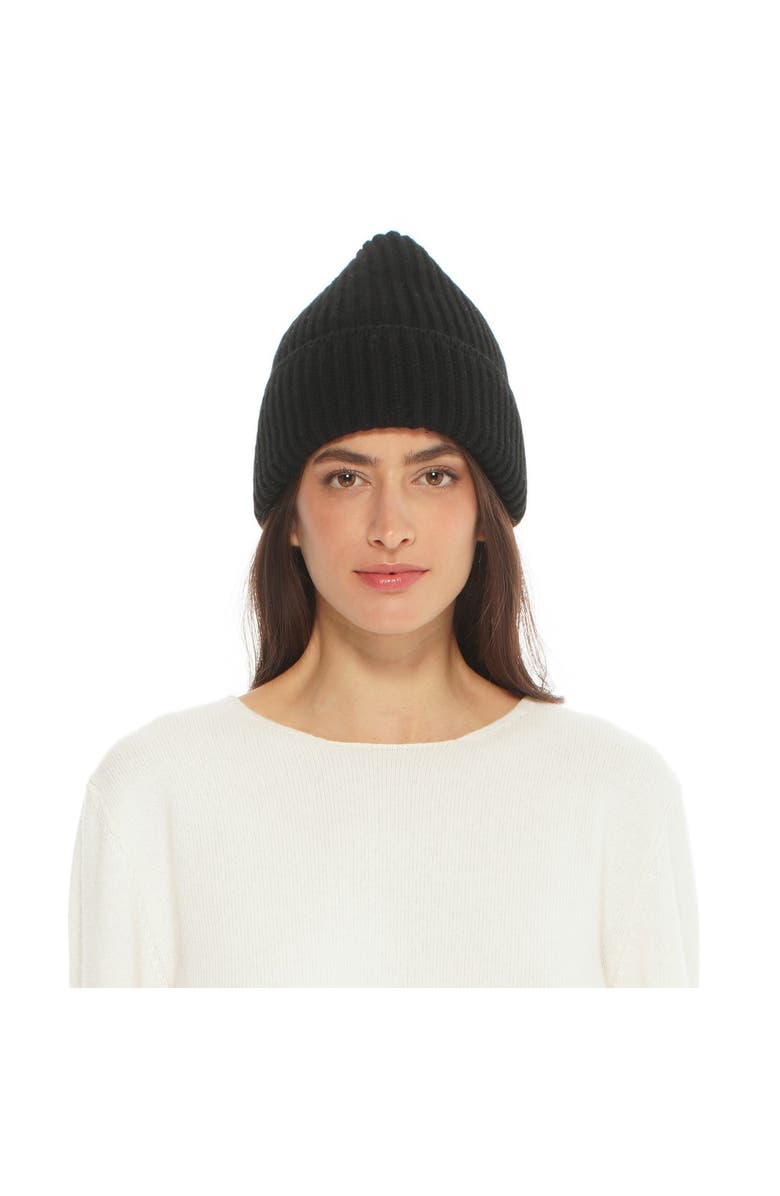 Monticelli Cashmere Pure Cashmere Ribbed Hat, Main, color, Black