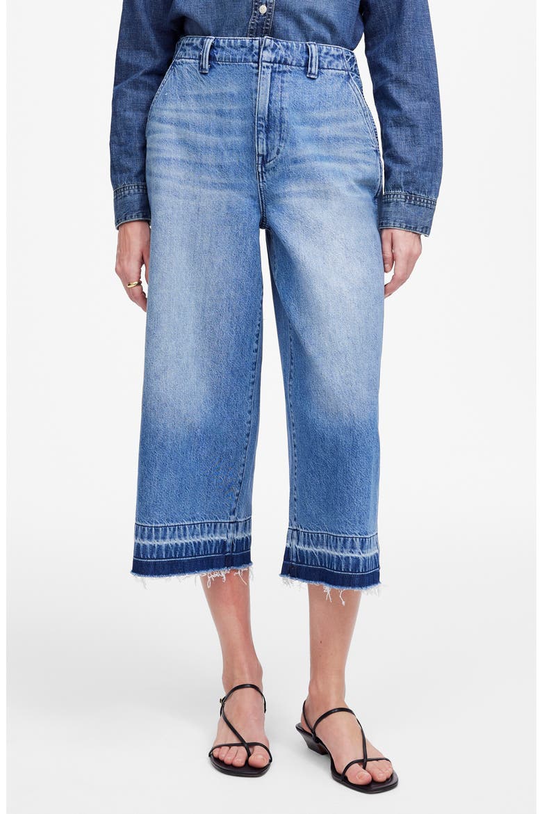 Release Hem High Waist Denim Culotte Jeans, Main, color, DUPAGE WASH