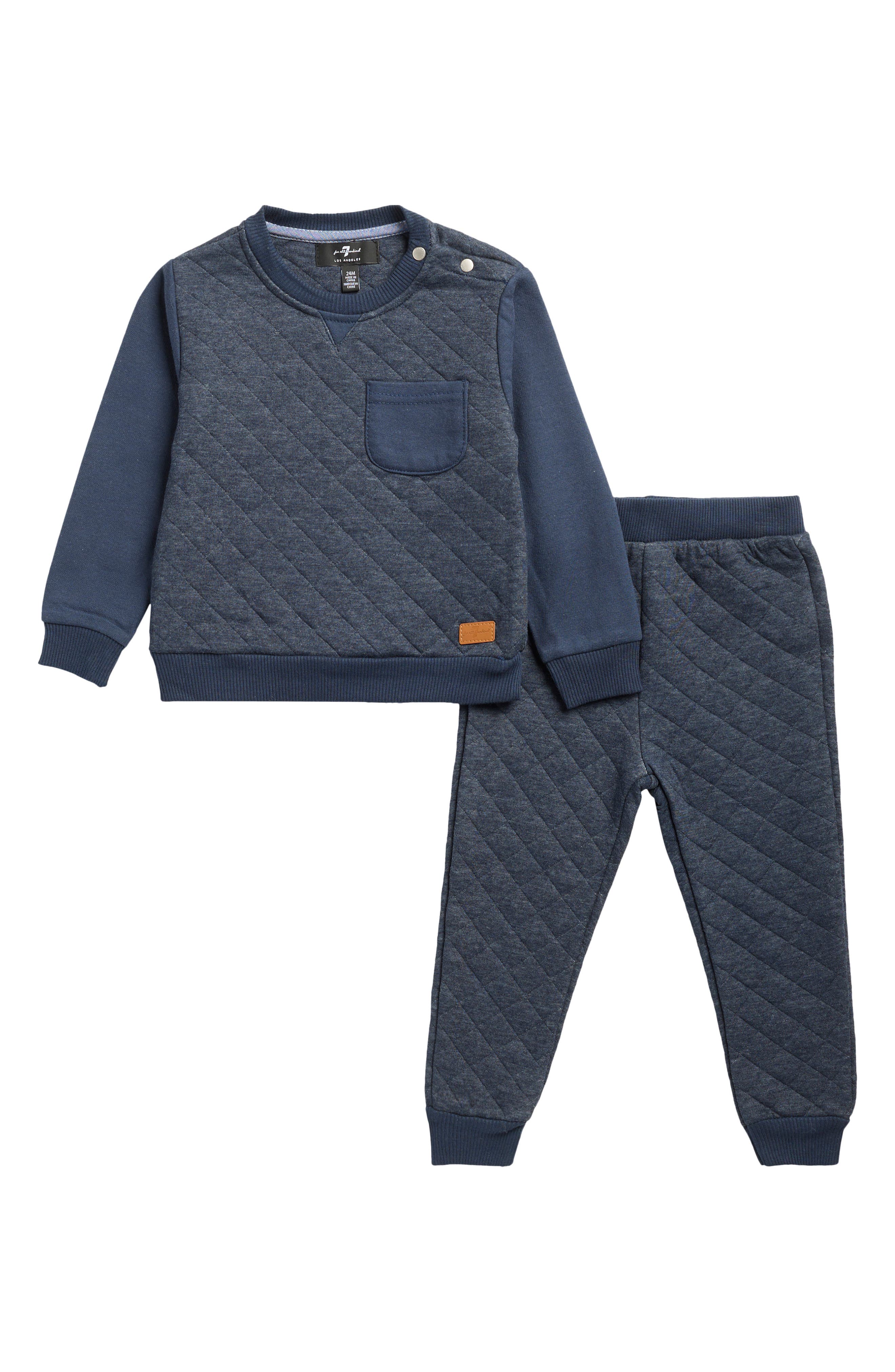 7 For All Mankind Quilted Fleece Pullover & Joggers Set