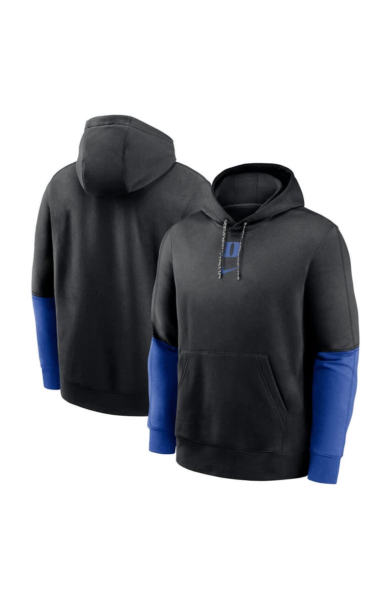 Nike Men's Nike Black/Royal Duke Blue Devils 2024 Sideline Club Pullover Hoodie, Alternate, color, Black