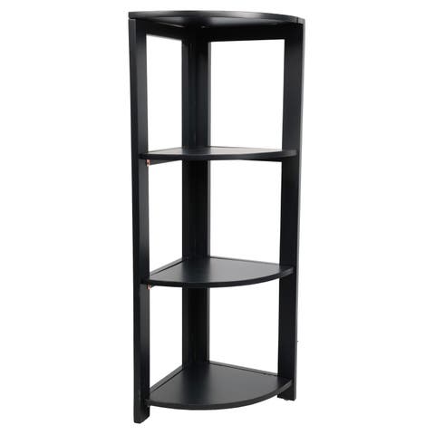 Terra Rustic Handcrafted Acacia Wood 4-Tier Indoor/Outdoor Folding Corner Storage Rack