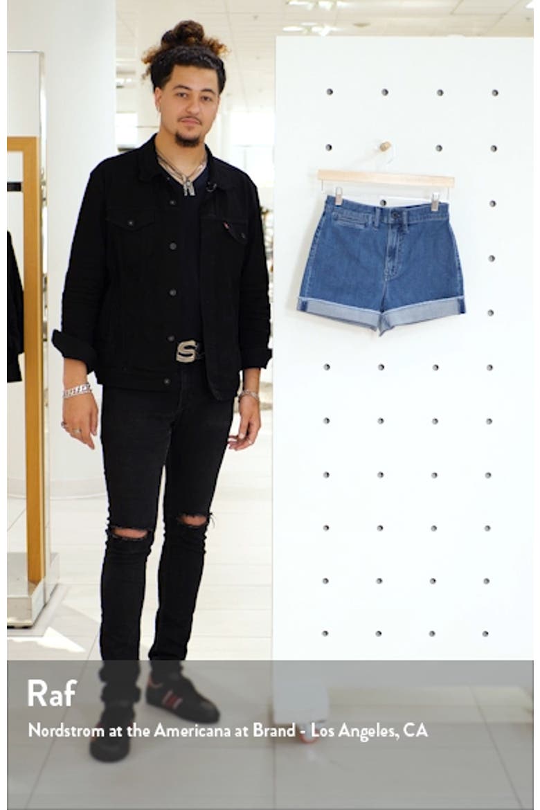Emmett High Waist Rainbow Stitch Denim Shorts video