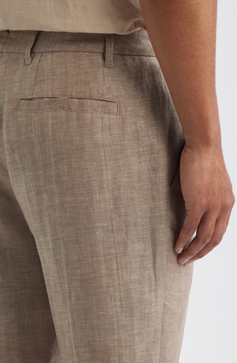 Bugatchi Linen Herringbone Chinos, Alternate, color, Tobacco