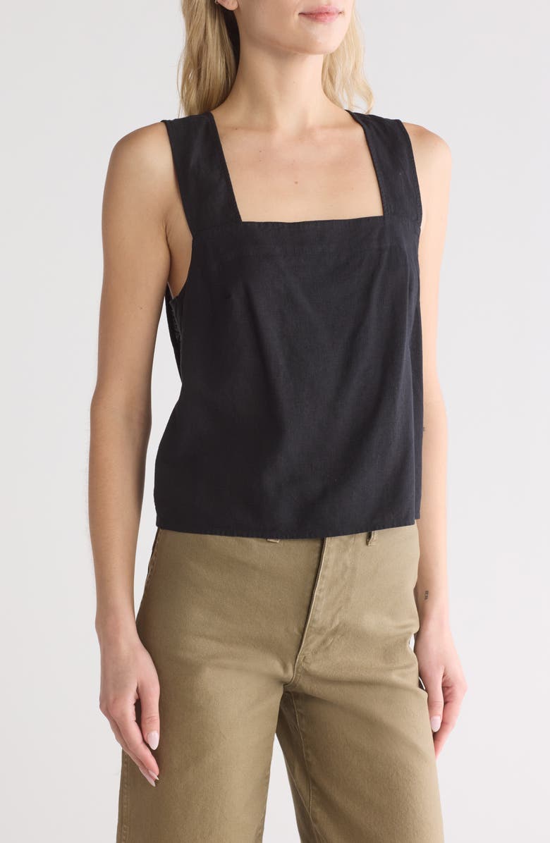 Madewell Irene Linen Blend Top, Main, color, True Black