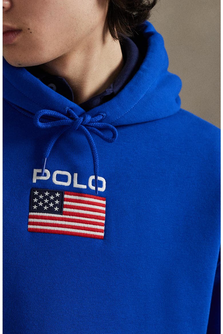 Flag Fleece Pullover Hoodie, Alternate, color, SAPPHIRE STAR