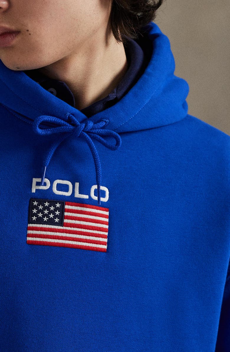 Polo Ralph Lauren Flag Fleece Pullover Hoodie, Alternate, color, Sapphire Star