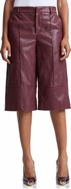 Avec Les Filles Pintuck Faux Leather Trouser Shorts
