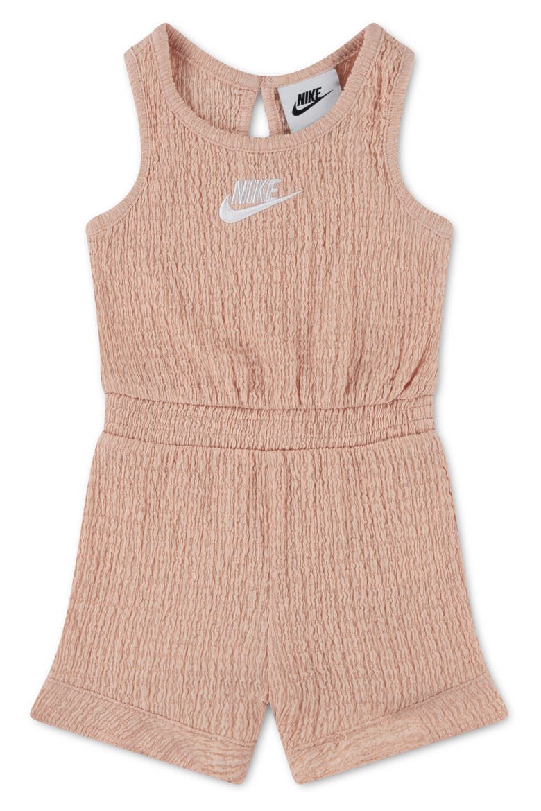Logo Detail Textured Romper, Main, color, ARCTIC ORANGE