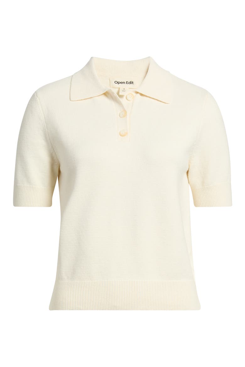 Short Sleeve Polo Sweater, Main, color, IVORY DOVE
