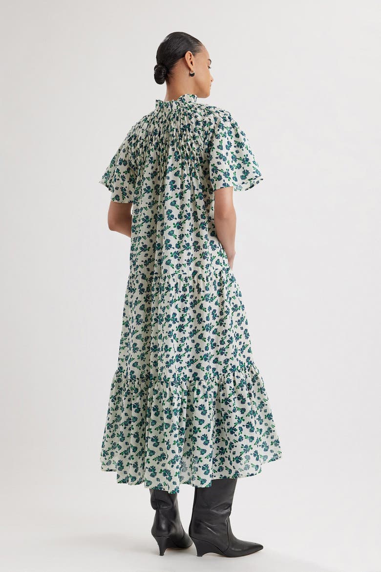 Bejart Print Dress, Alternate, color, Navy Green Floral Print