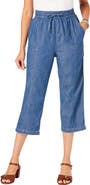Roaman's Plus Size Chambray Wide Leg Capri Pant