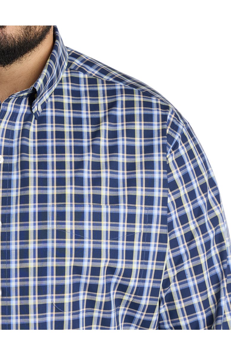 Oak Hill Big & Tall  Small Plaid Performance Sport Shirt, Alternate, color, Blue Multi