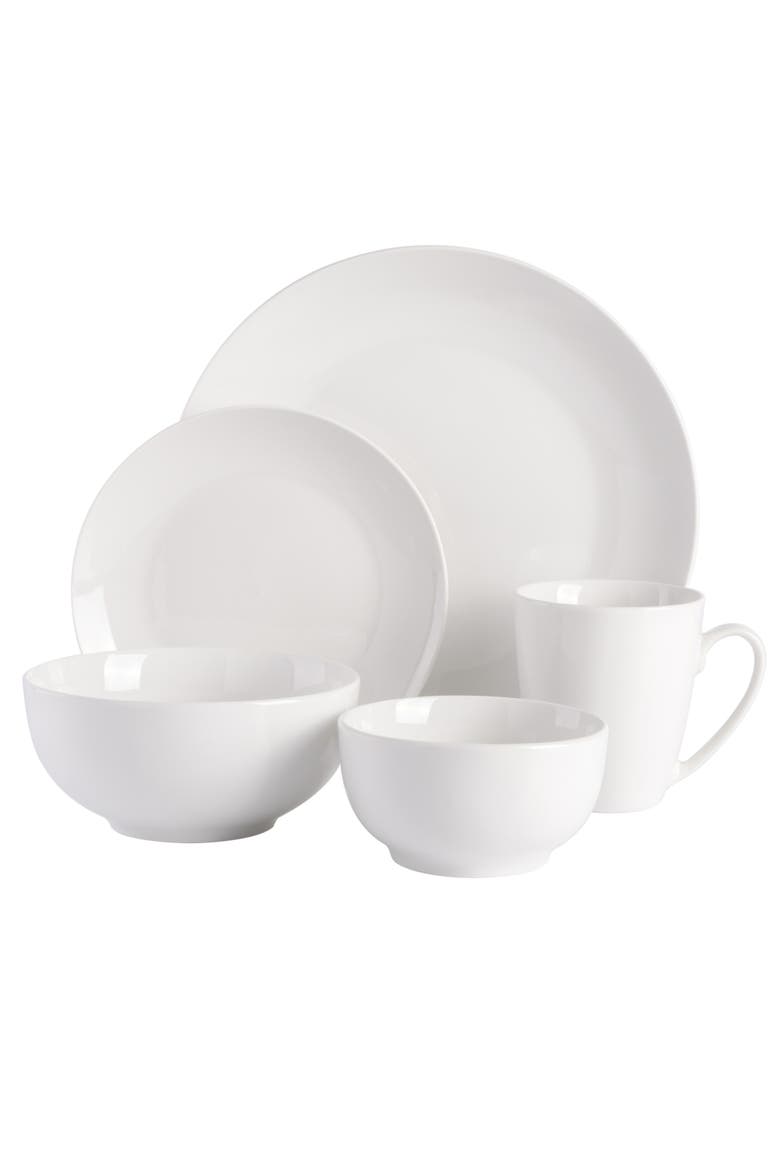 Ogalla Porcelain Plates, Bowls & Mugs Dinnerware Set, Alternate, color, White