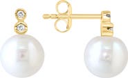 EFFY 14K Yellow Gold Diamond & 8mm Freshwater Pearl Stud Earrings - 0.05ct.