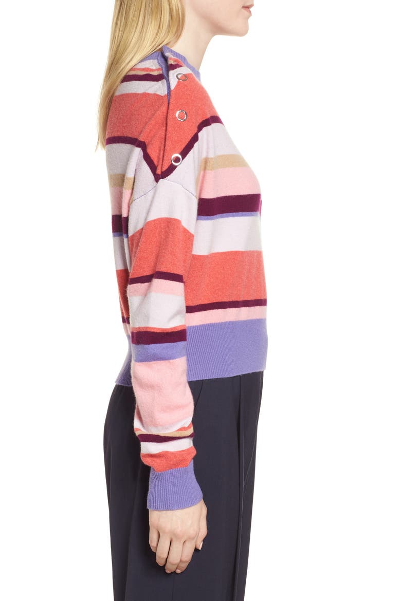 Stripe Cashmere Blend Sweater, Alternate, color, PINK PARADISE SANNA STRIPE