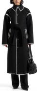 Manière De Voir Elora Wool Blanket Stitch Belted Longline Coat