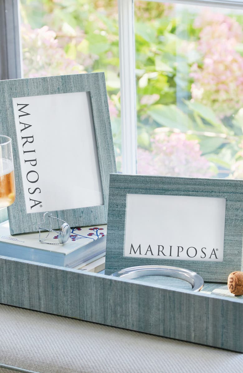 Mariposa Capri Faux Grasscloth 5 x 7-Inch Picture Frame, Alternate, color, Aqua