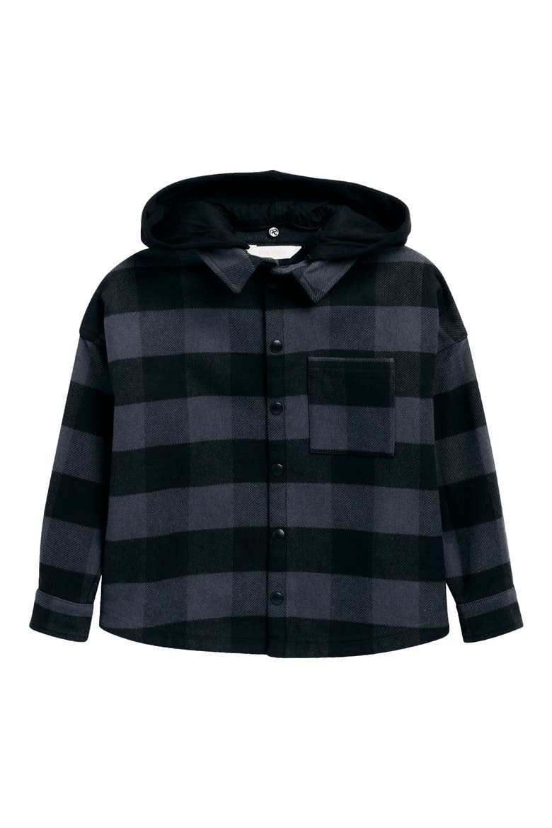 Kids' Hooded Cotton Overshirt, Main, color, BLACK/ WHITE