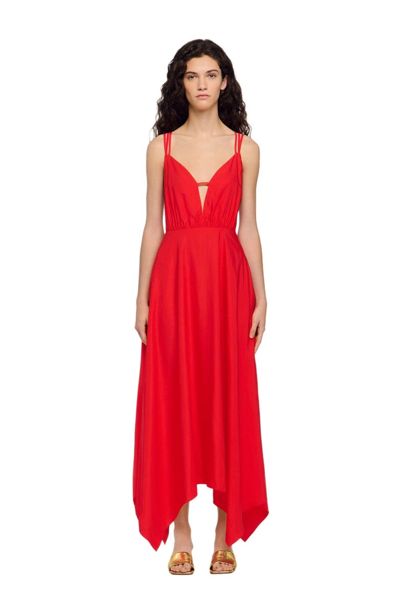 SANDRO Asymmetric maxi dress, Main, color, Red