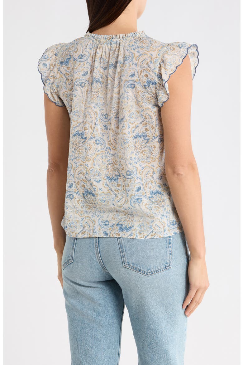 Floral Cap Sleeve Cotton Top, Alternate, color, CREAM MULTI