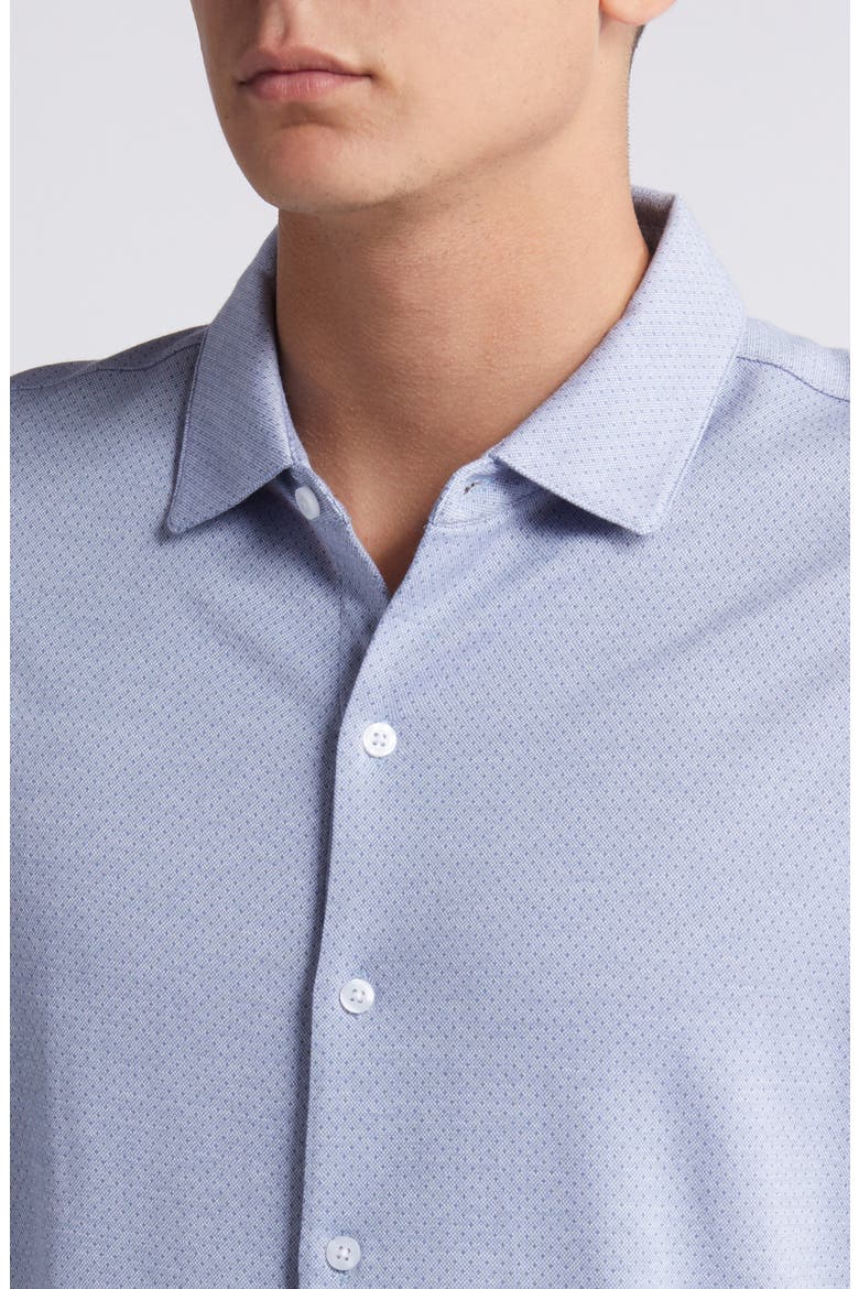Garth Microdot Short Sleeve Knit Button-Up Shirt, Alternate, color, BLUE