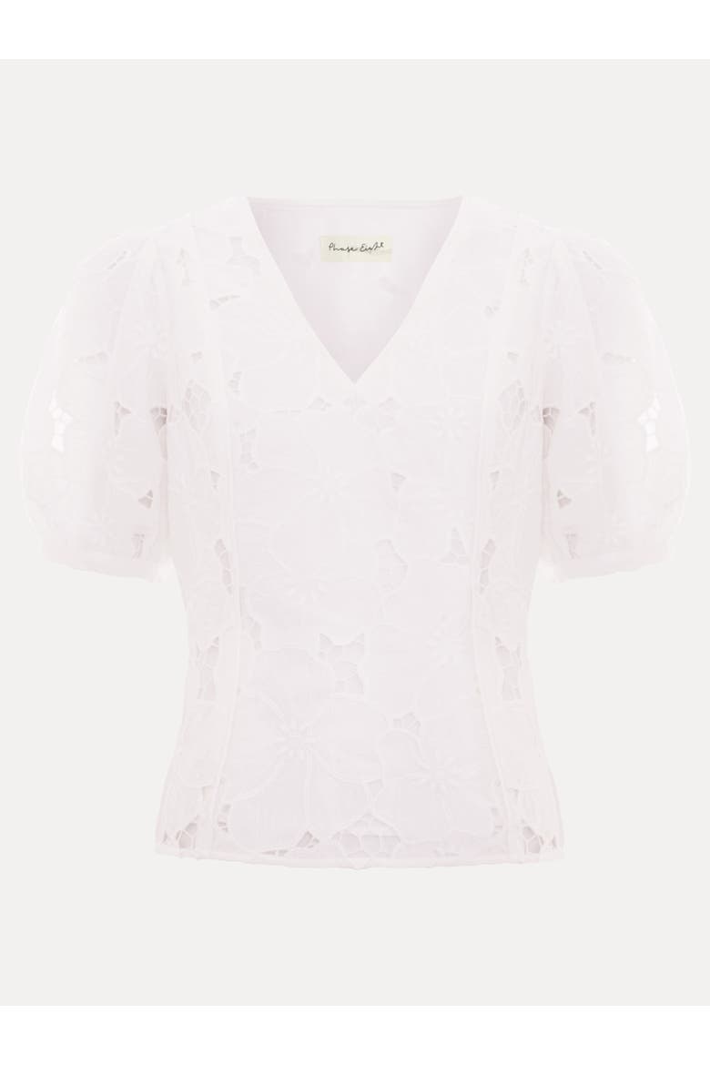 Marina V-Neck Lace Blouse, Alternate, color, Ivory