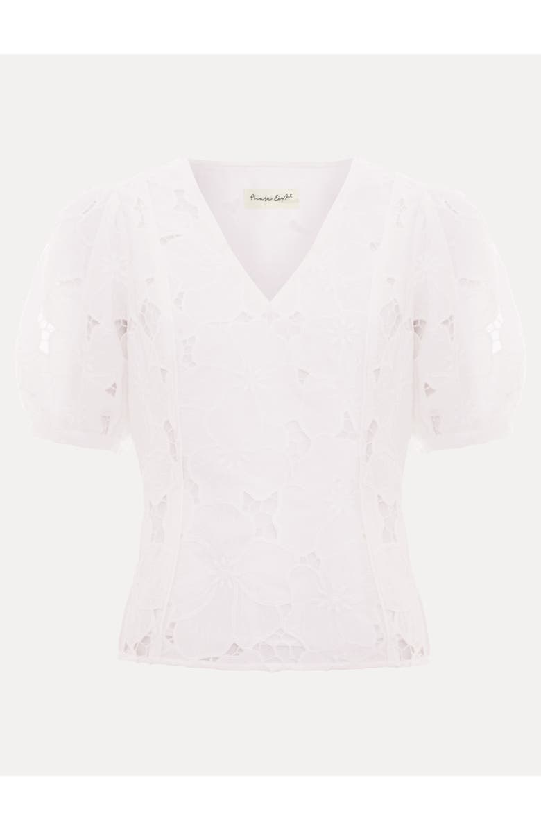 Phase Eight Marina V-Neck Lace Blouse, Alternate, color, Ivory