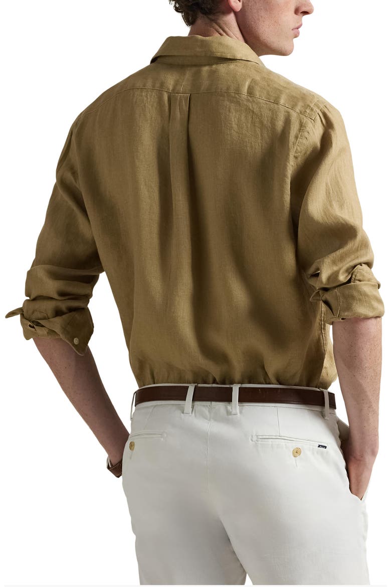 Classic Fit Linen Button-Down Shirt, Alternate, color, CAFE TAN