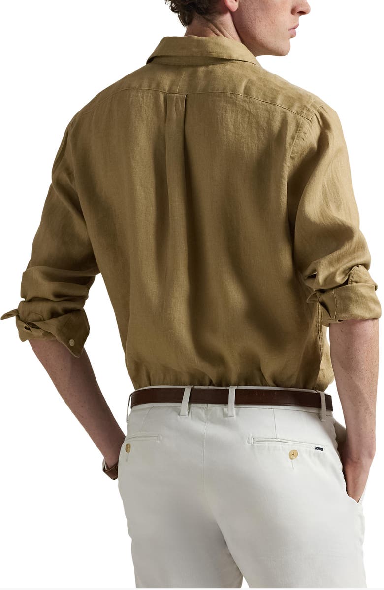 Polo Ralph Lauren Classic Fit Linen Button-Down Shirt, Alternate, color, Cafe Tan