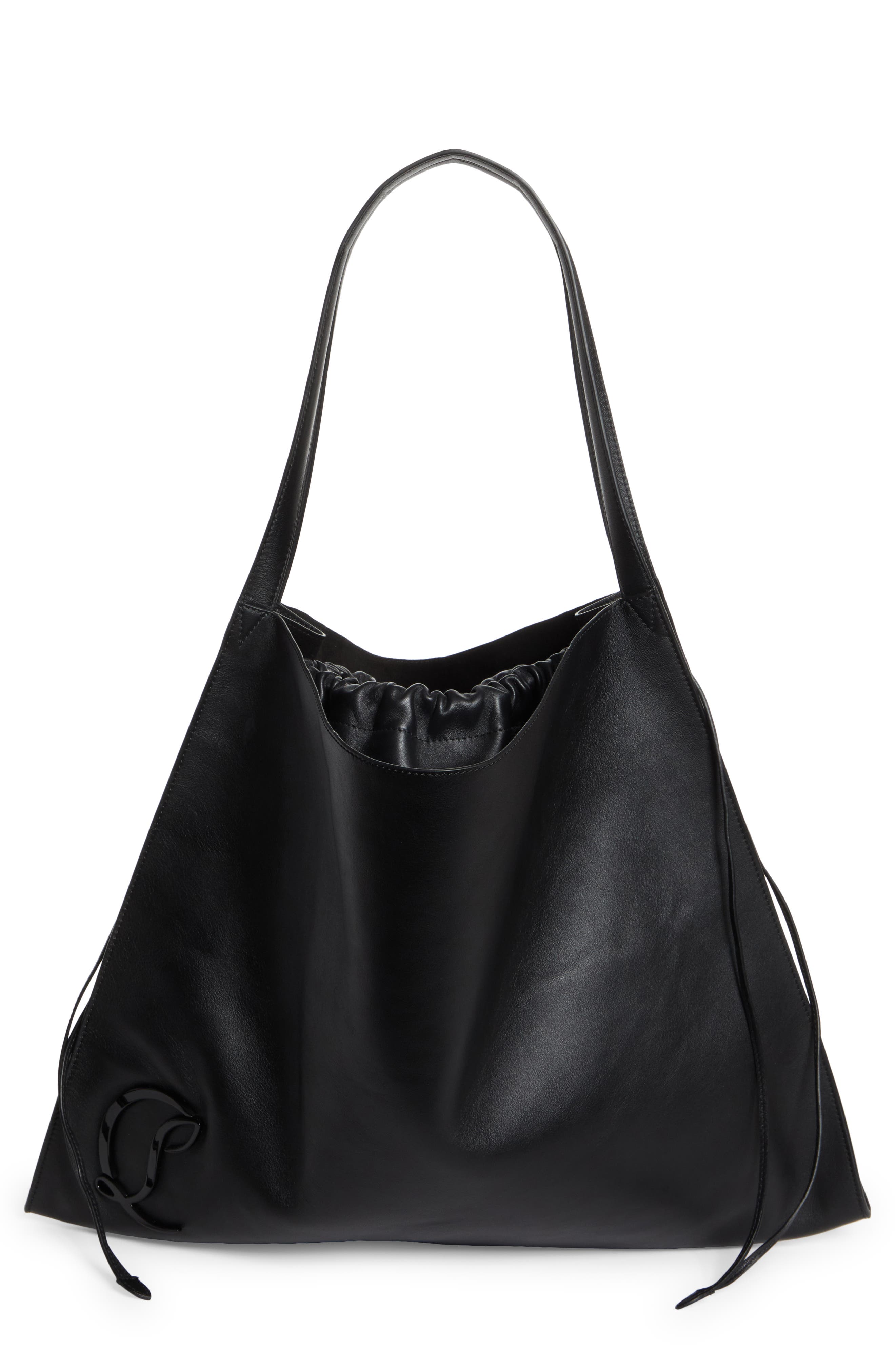 Christian Louboutin Le 54 Leather Drawstring Tote, Main, color, B380 Black/ Black/ Black