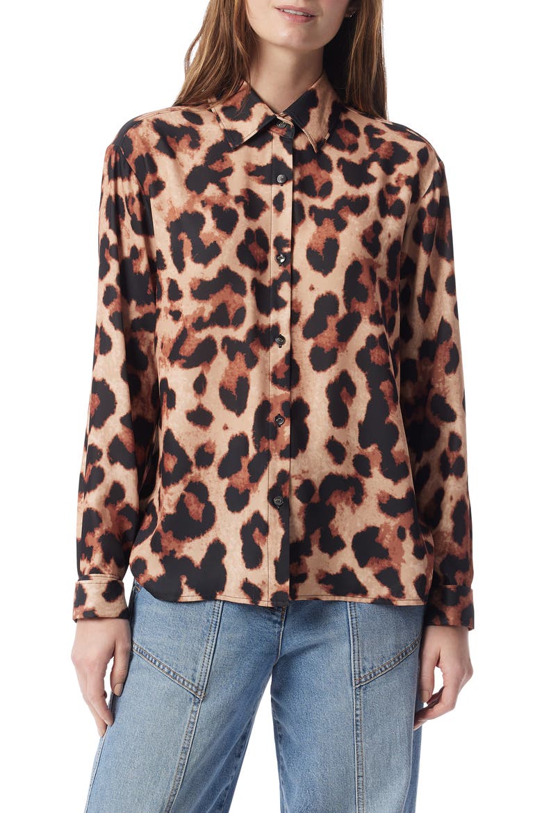 Yuna Leopard Print Button-Up Shirt, Main, color, NEUTRAL-LARGE ANIMAL