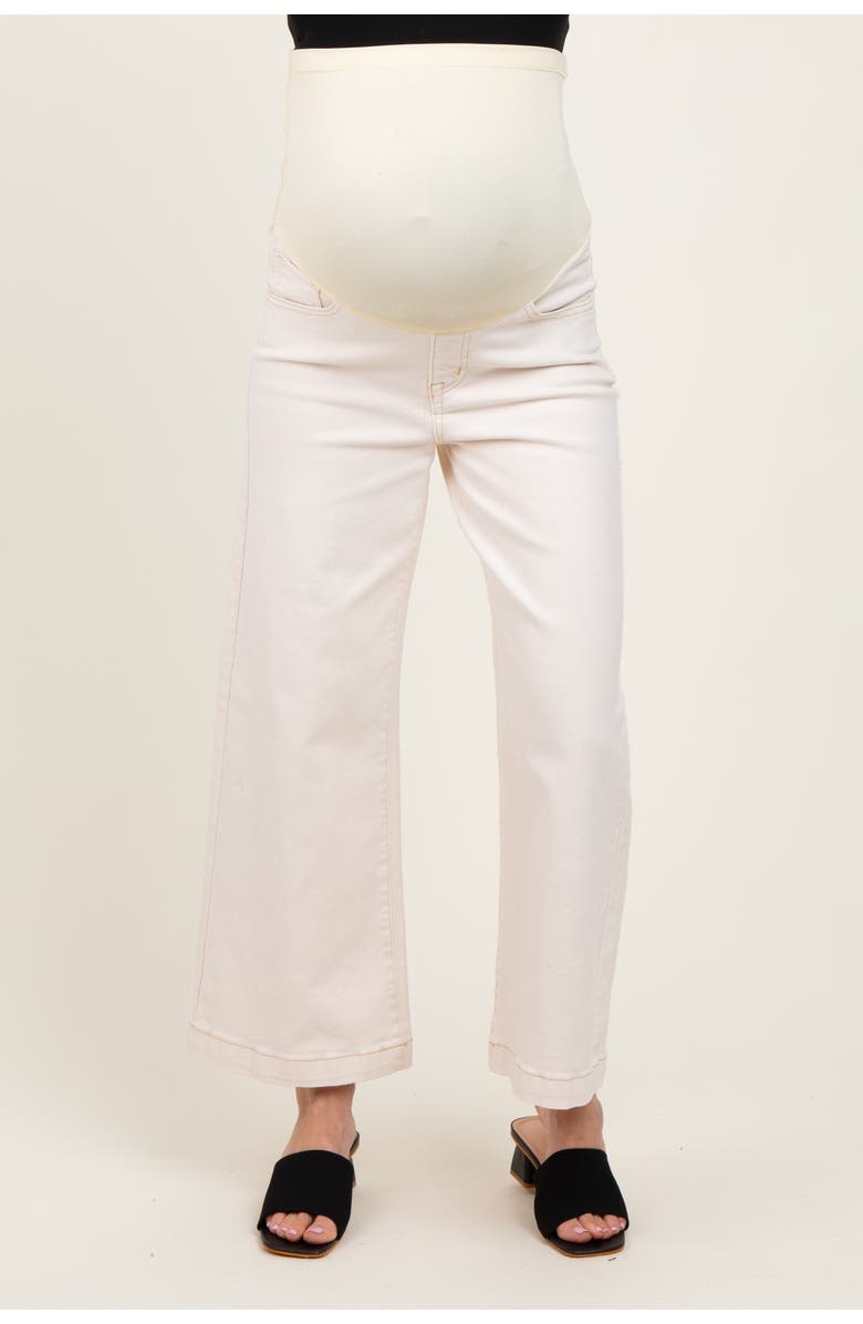 PinkBlush Ankle Wide Leg Maternity Jeans, Alternate, color, Ivory