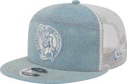 New Era Men's New Era Boston Celtics Adventure Denim Split Panel 9FIFTY Snapback Trucker Hat