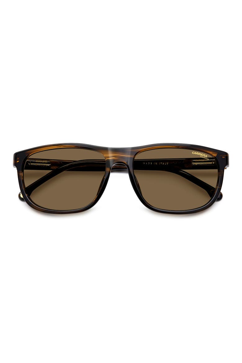 C Flex 58mm Polarized Rectangle Sunglasses, Alternate, color, BROWN HORN