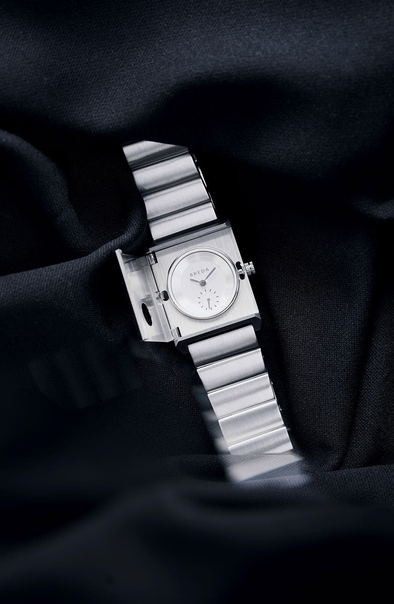 BREDA Pulse Locket Tank Bracelet Watch, 26mm x 30mm, Alternate, color, Silver