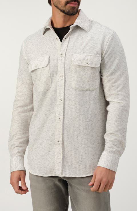 Waffle Knit Stretch Cotton Overshirt