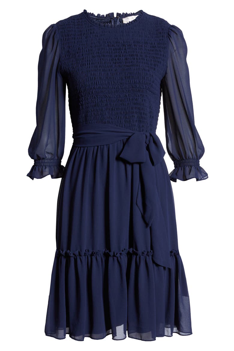 Smocked Dress, Alternate, color, NAVY