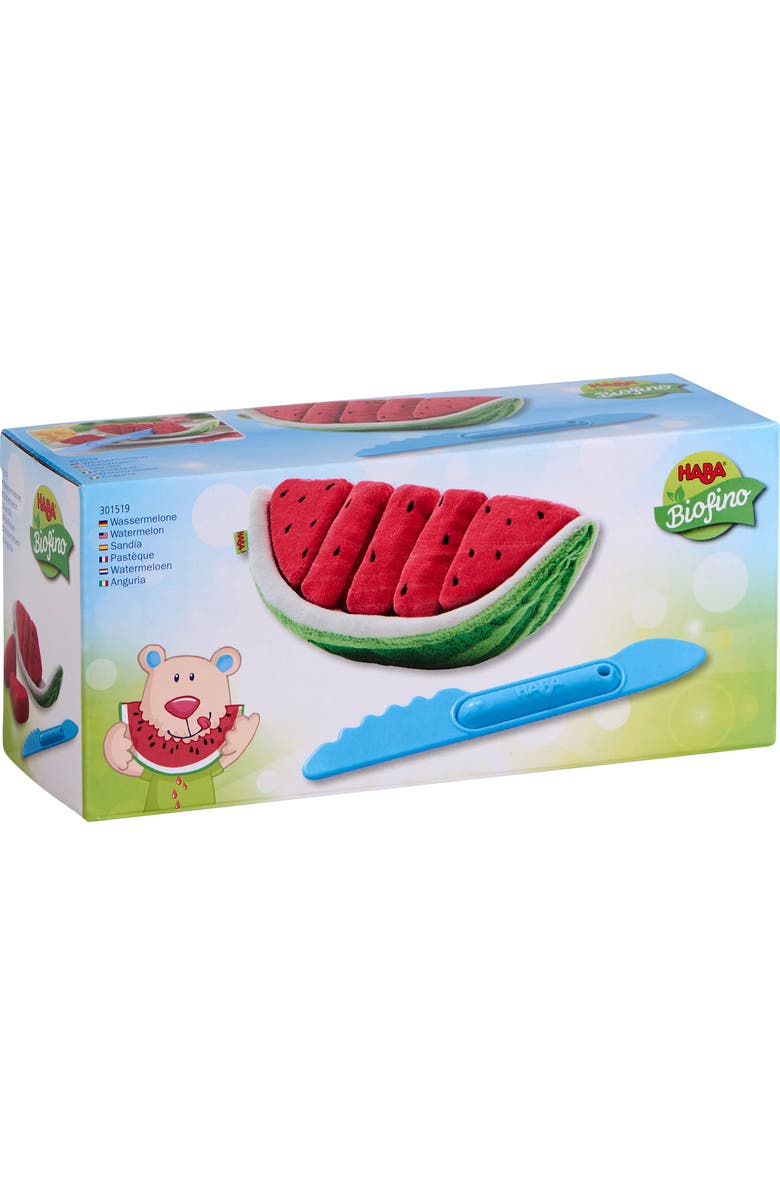 HABA Watermelon Pretend Play Food Set for Kids Kitchen - Soft Plush Toy with 5 Slices - Play Kitchen Accessories for Toddlers 3 Years and Up, Alternate, color,