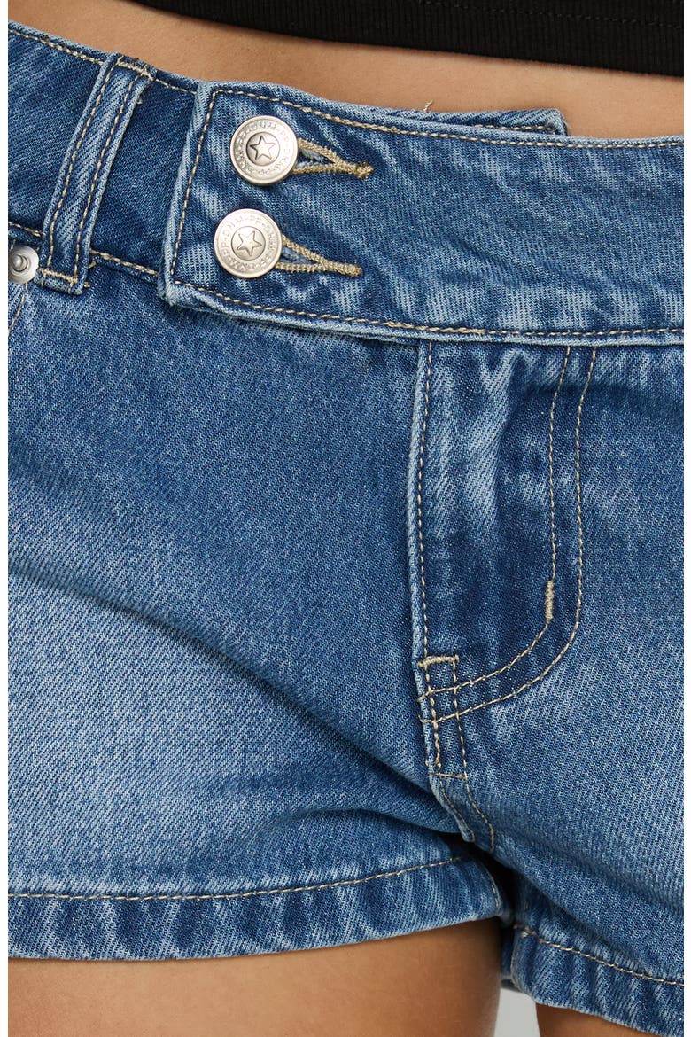Cruiza Low Rise Denim Micro Shorts, Alternate, color, MID BLUE WASH