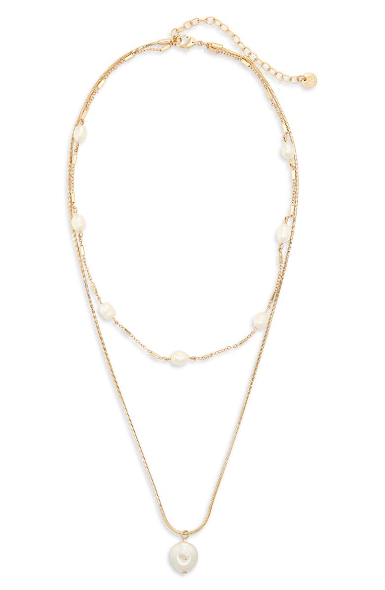 Nordstrom Freshwater Pearl Layered Pendant Necklace, Main, color, White- Gold