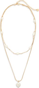Nordstrom Freshwater Pearl Layered Pendant Necklace
