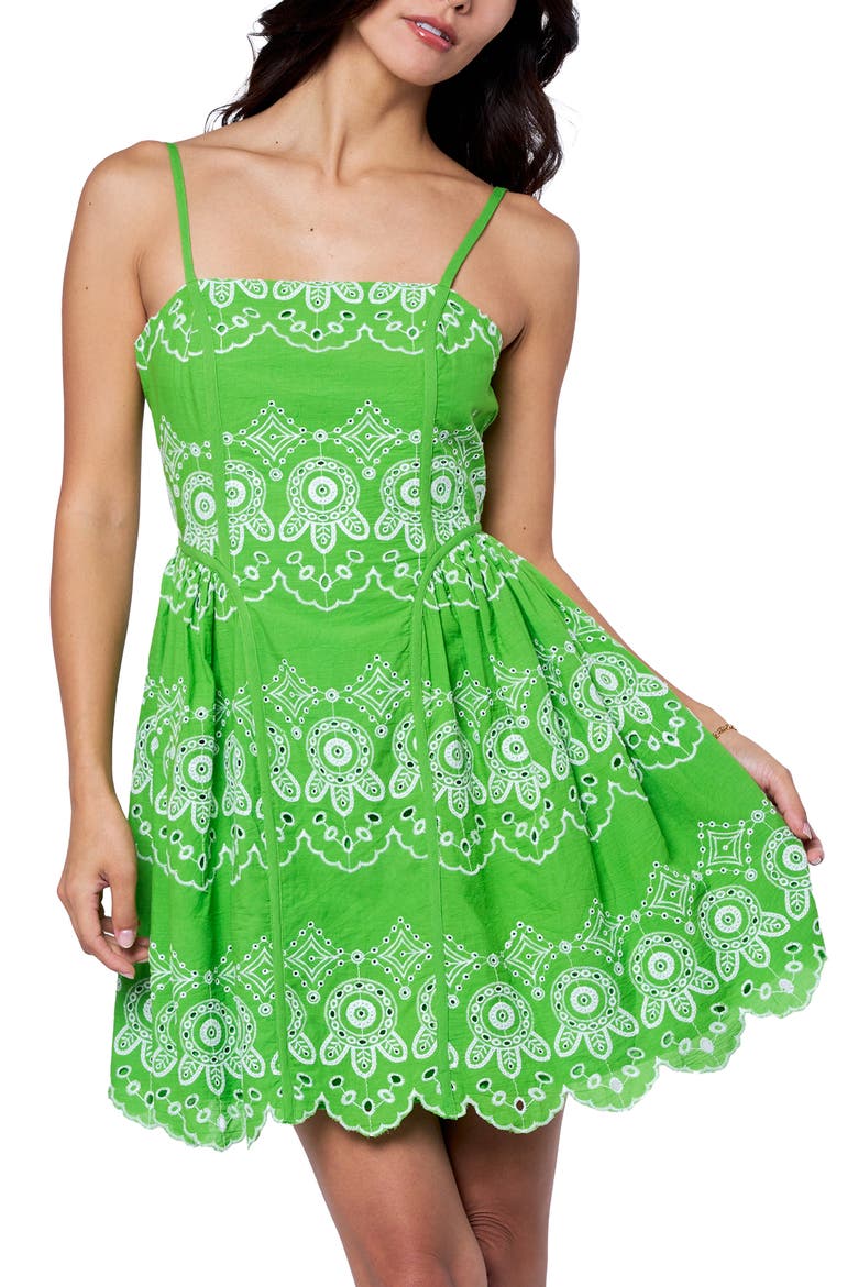 Evelyn Eyelet Lace Sundress, Alternate, color, CITRUS GREEN