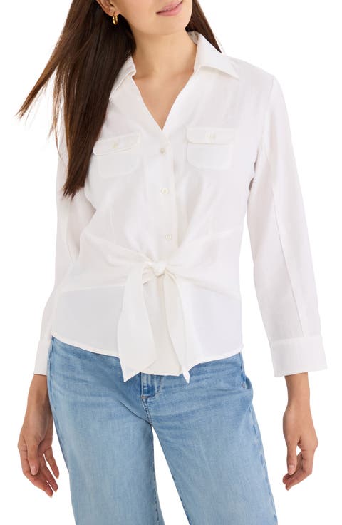 Iconic Tie Front Button-Up Shirt (Regular & Petite)