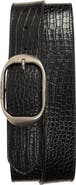 TOM FORD Oval Buckle Alligator Embossed Leather Belt